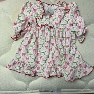 Swoon Baby Clothing Co. Girls Butterknit Dress - Holly and Bows Print